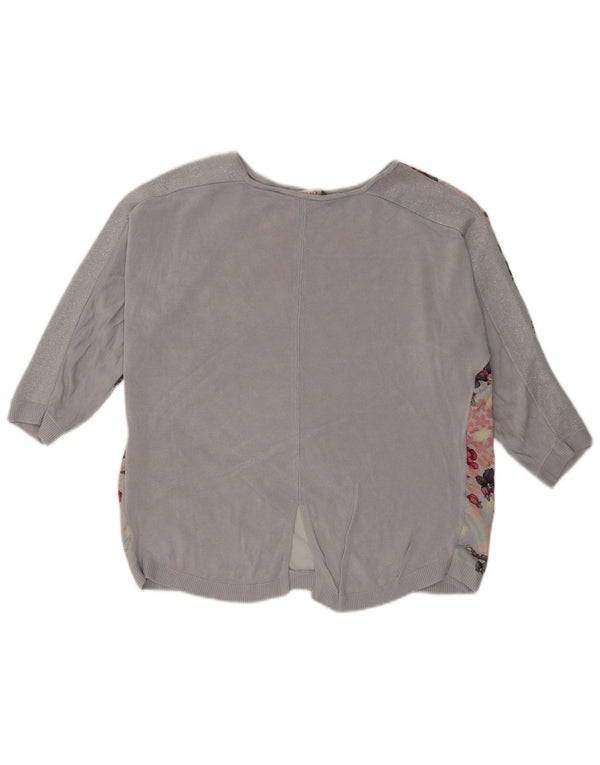 Oasis Womens Oversized Boat Neck Jumper Sweater UK 14 Medium Blue Floral