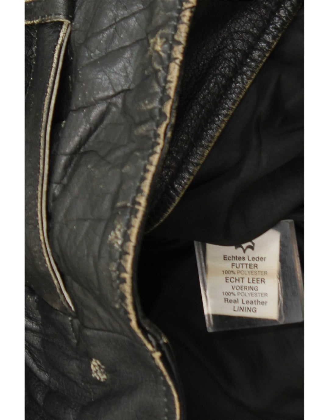 Vintage Herre Læder Biker Jacket UK 36 Lille sort læder