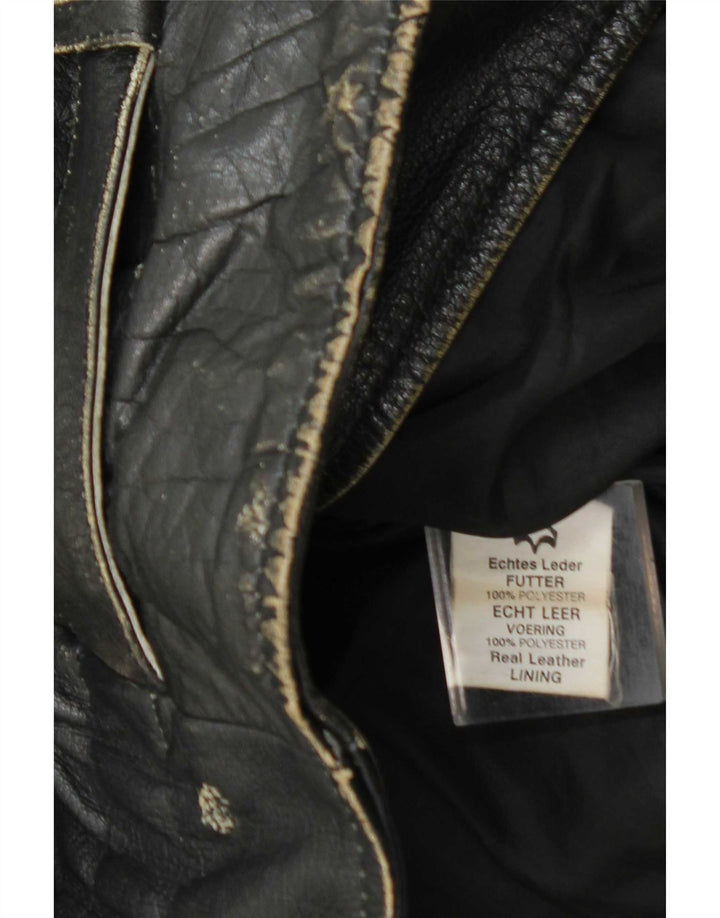 Vintage Herre Læder Biker Jacket UK 36 Lille sort læder