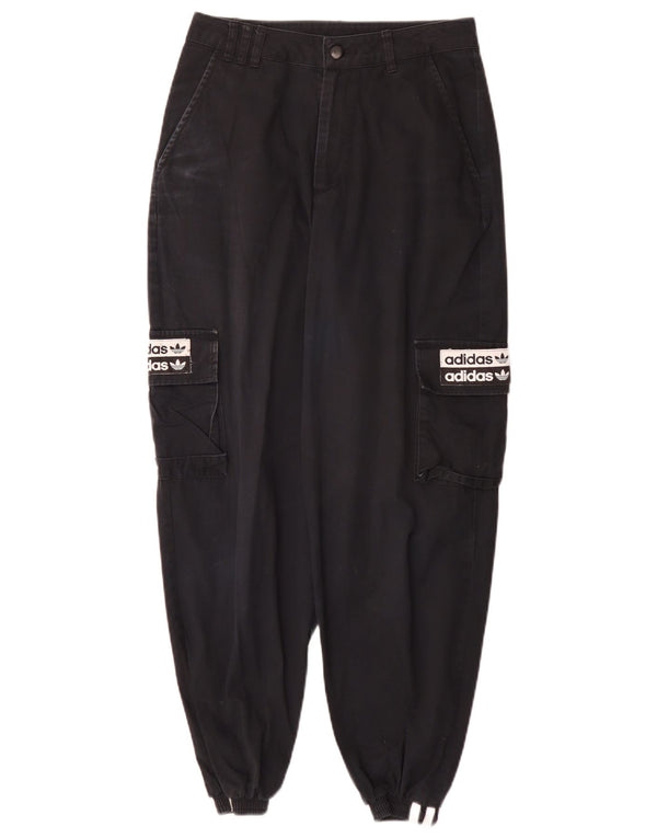 Adidas Womens High Waist Joggers Cargo Trousers UK 8 Small W26 L27 Black