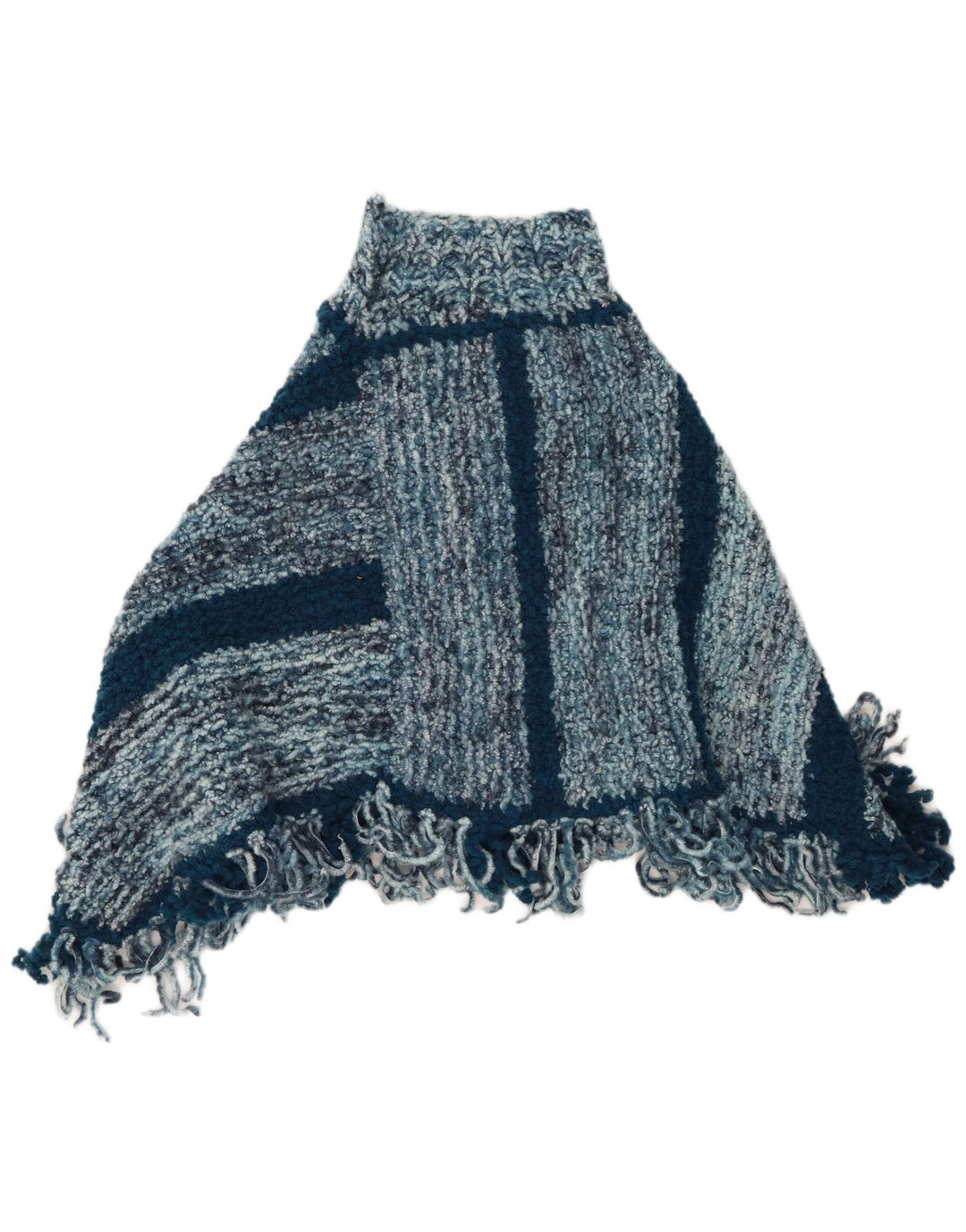 VINTAGE Dame Poncho Jumper One Size Blå Stribet