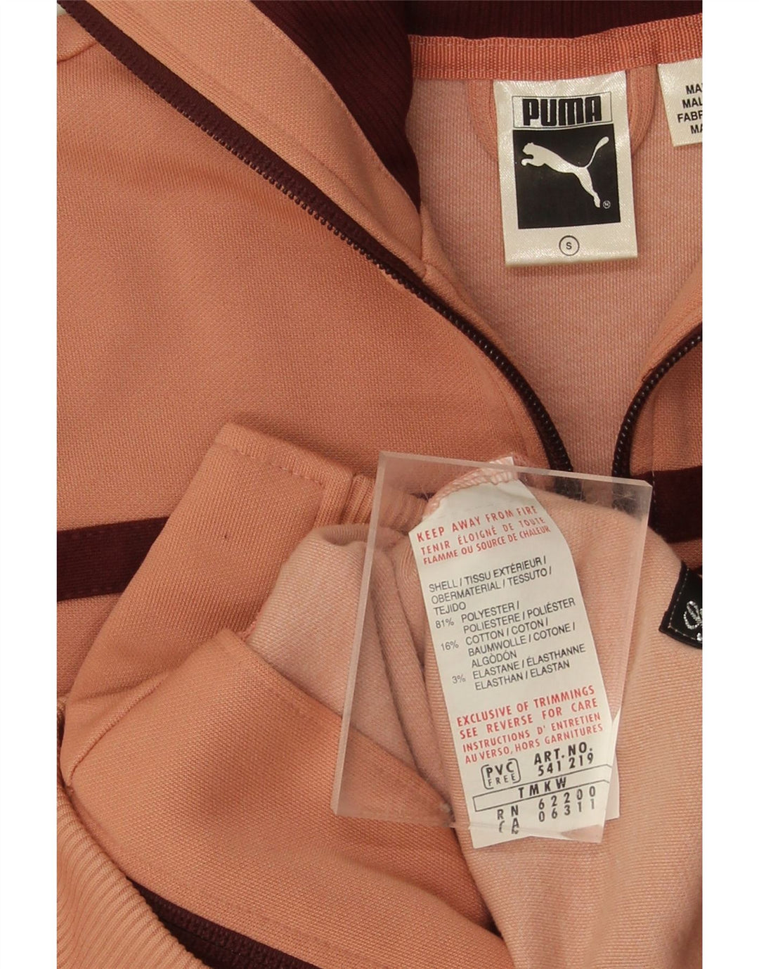 PUMA Womens Crop Tracksuit Top Jacket UK 10 Small Pink Argyle/Diamond Vintage Puma and Second-Hand Puma from Messina Hembry 