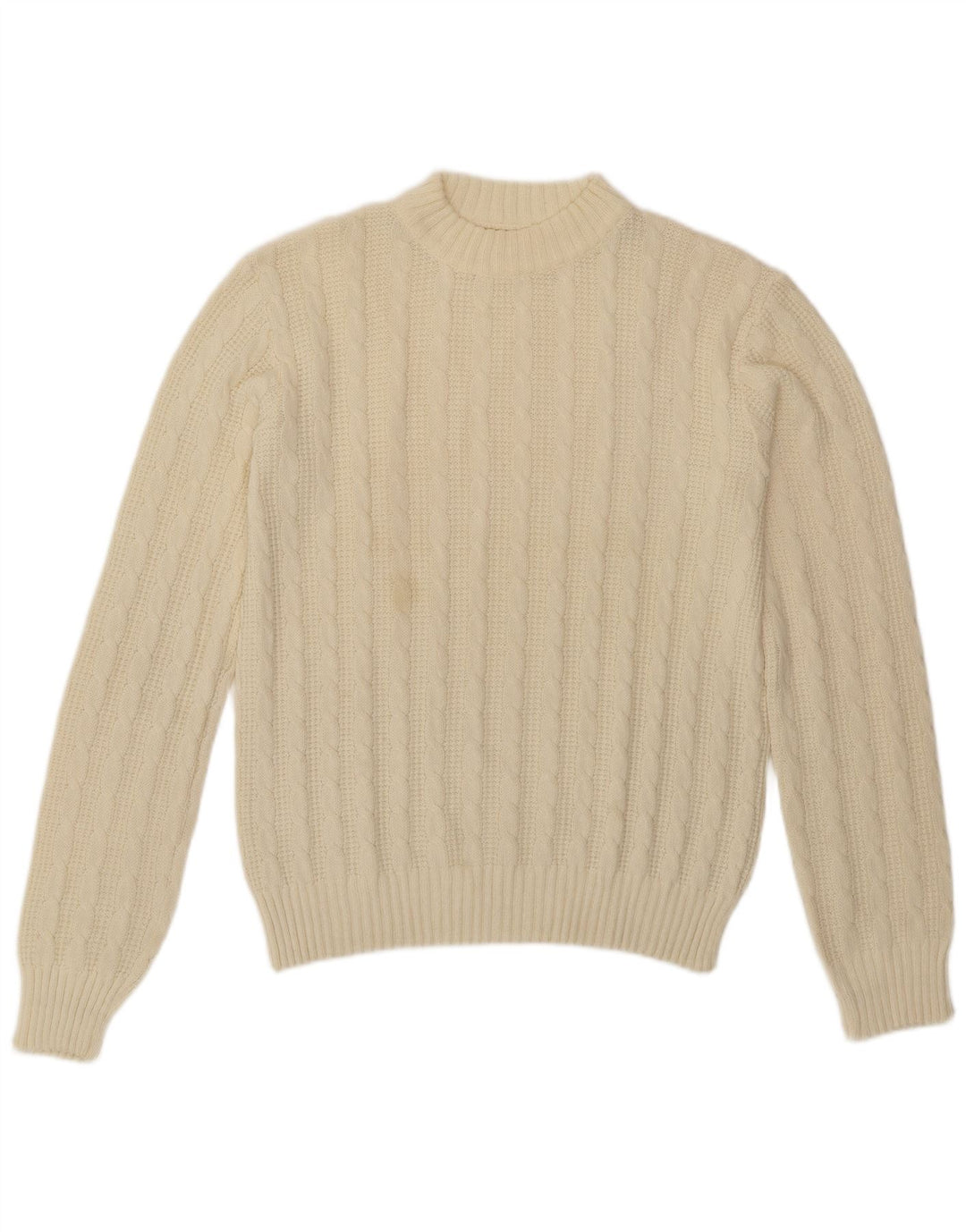 Vintage sweater med rund hals til mænd Medium Off White
