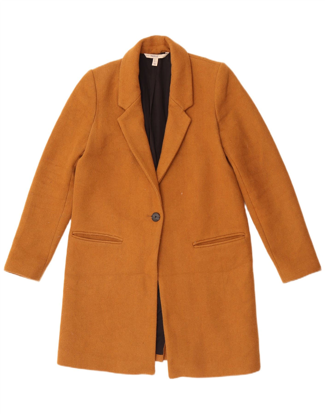 Zara Dame Trafaluc Overfrakke UK 10 Lille Brun Uld