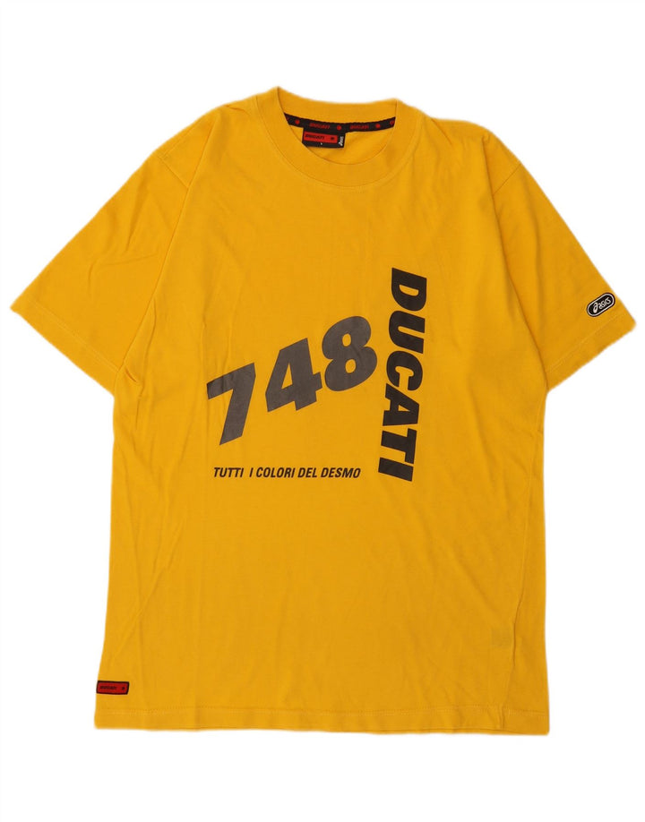 Asics Herre Ducati Grafisk T-Shirt Top Stor Gul Bomuld