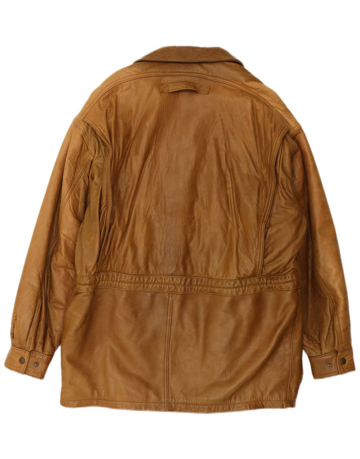 Vintage herre læderfrakke UK 42 XL brunt læder
