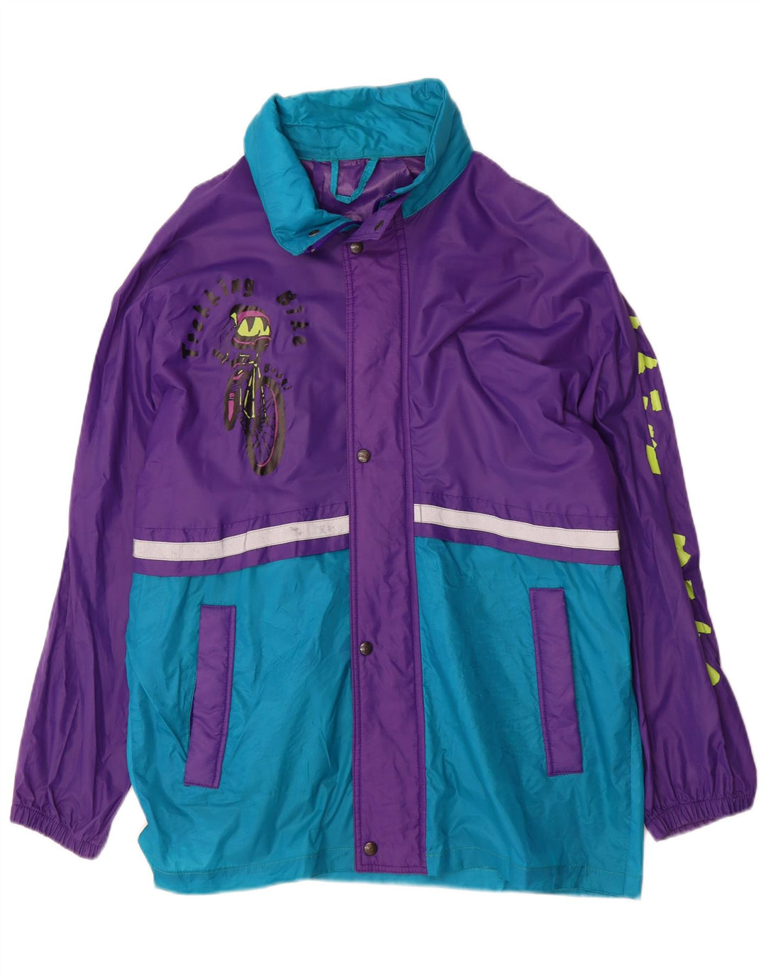 Brugi Herre grafisk regnjakke UK 38 Medium Lilla Colourblock Nylon