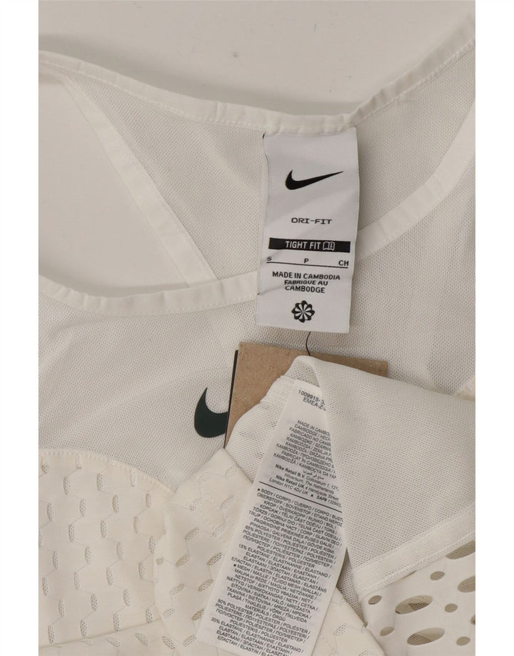 Nike Dame Tight Fit Se Through Crop Vest Top UK 8 Small White Polyester