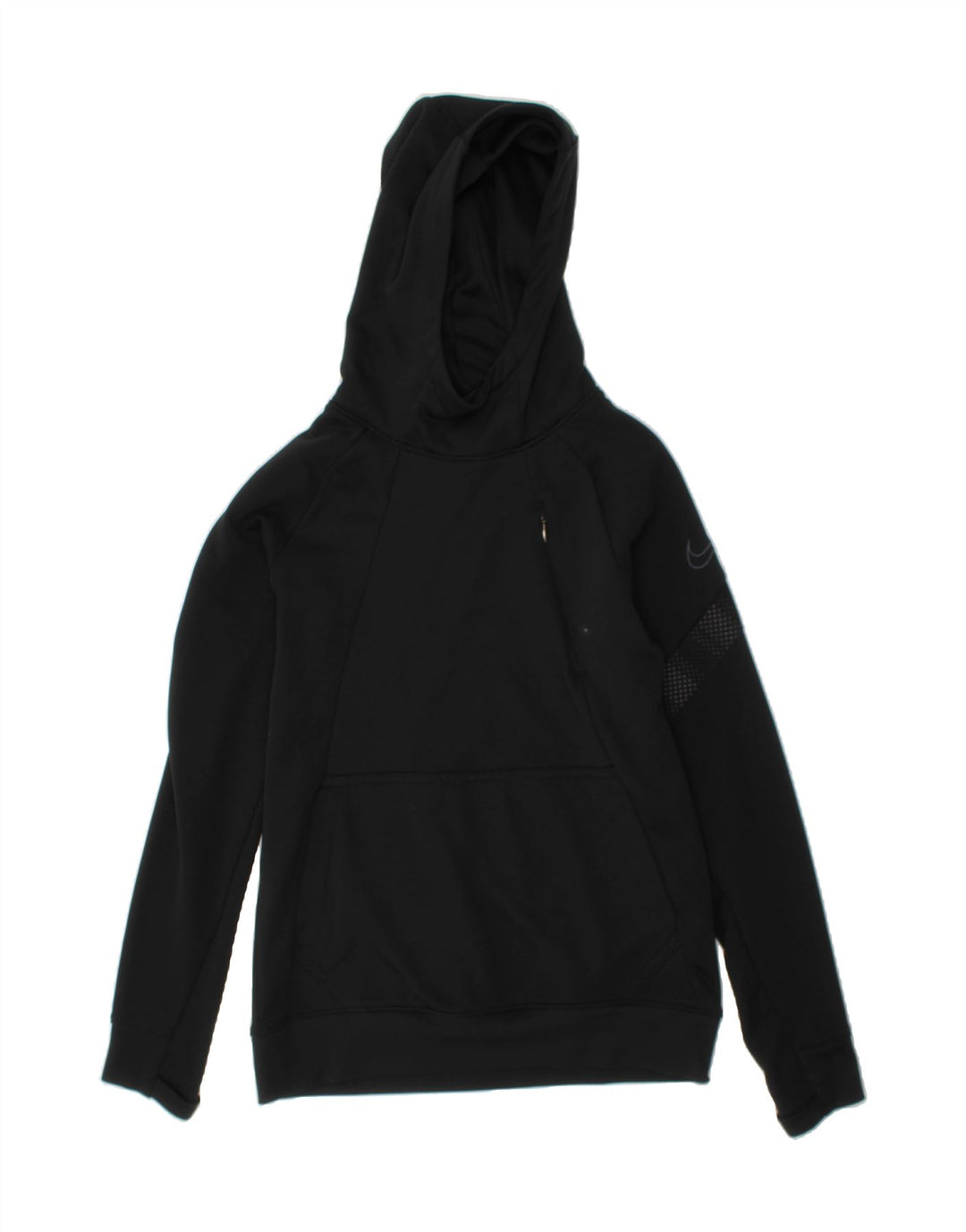 NIKE Boys Dri Fit Hoodie Jumper 8-9 Years Small Black Polyester Vintage Nike and Second-Hand Nike from Messina Hembry 