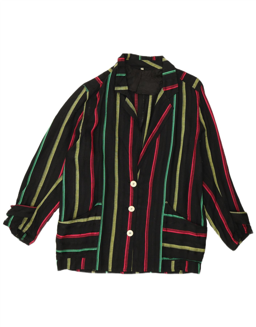 Vintage dame 3-knaps blazerjakke IT 46 Stor sort stribet