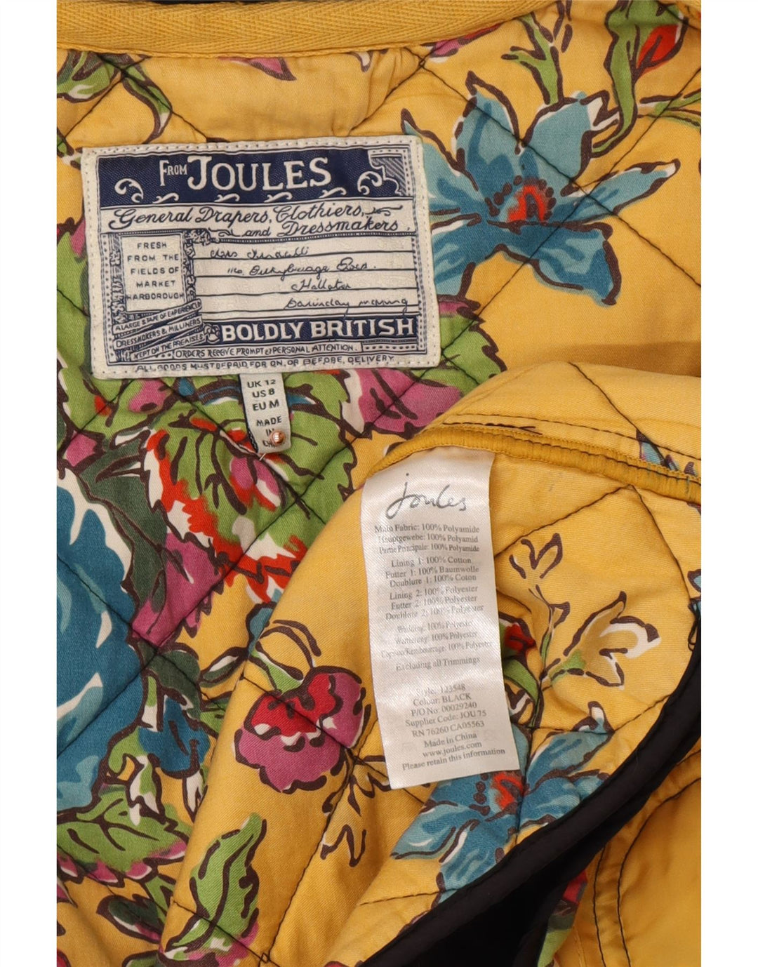 JOULES Quiltet jakke til kvinder UK 12 Medium Sort Polyamid