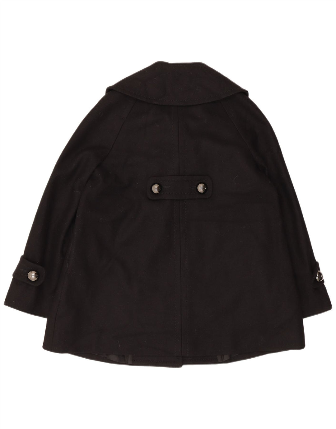 French Connection Womens Pea Coat UK 10 Small Black Virgin Wool