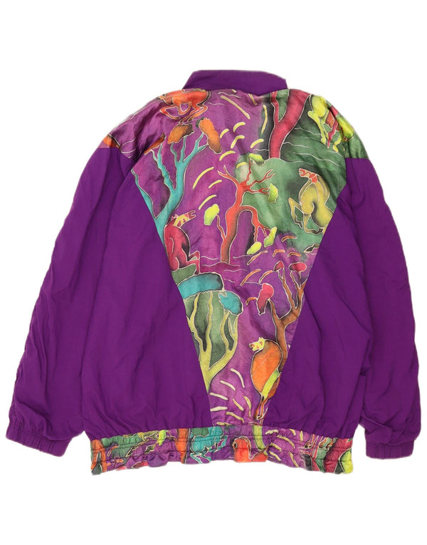 Benger Womens Oversized Tracksuit Top Jacket EU 42 Large Purple Floral