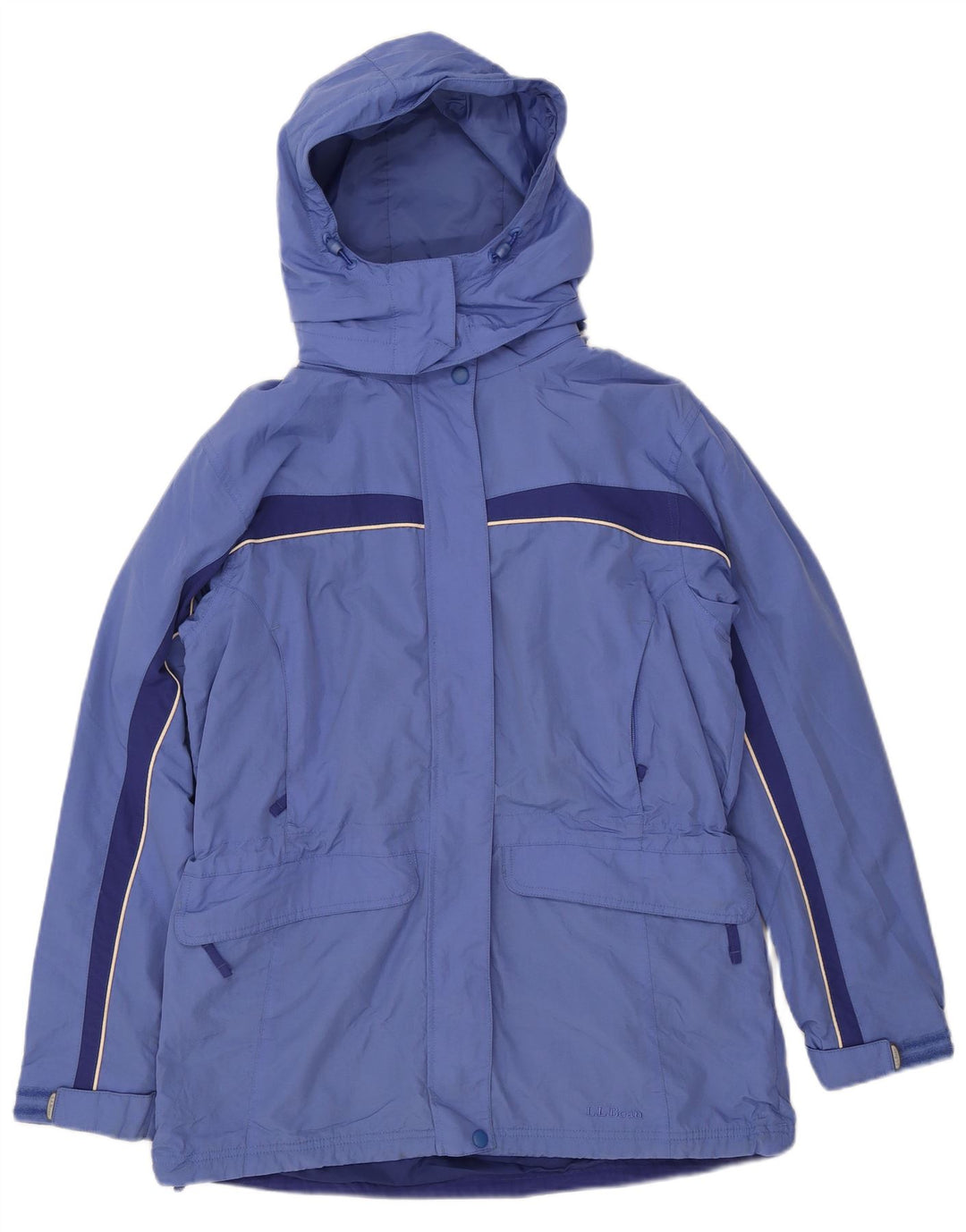 L.L.BEAN vindjakke med hætte til kvinder UK 14 Medium Blue Colourblock