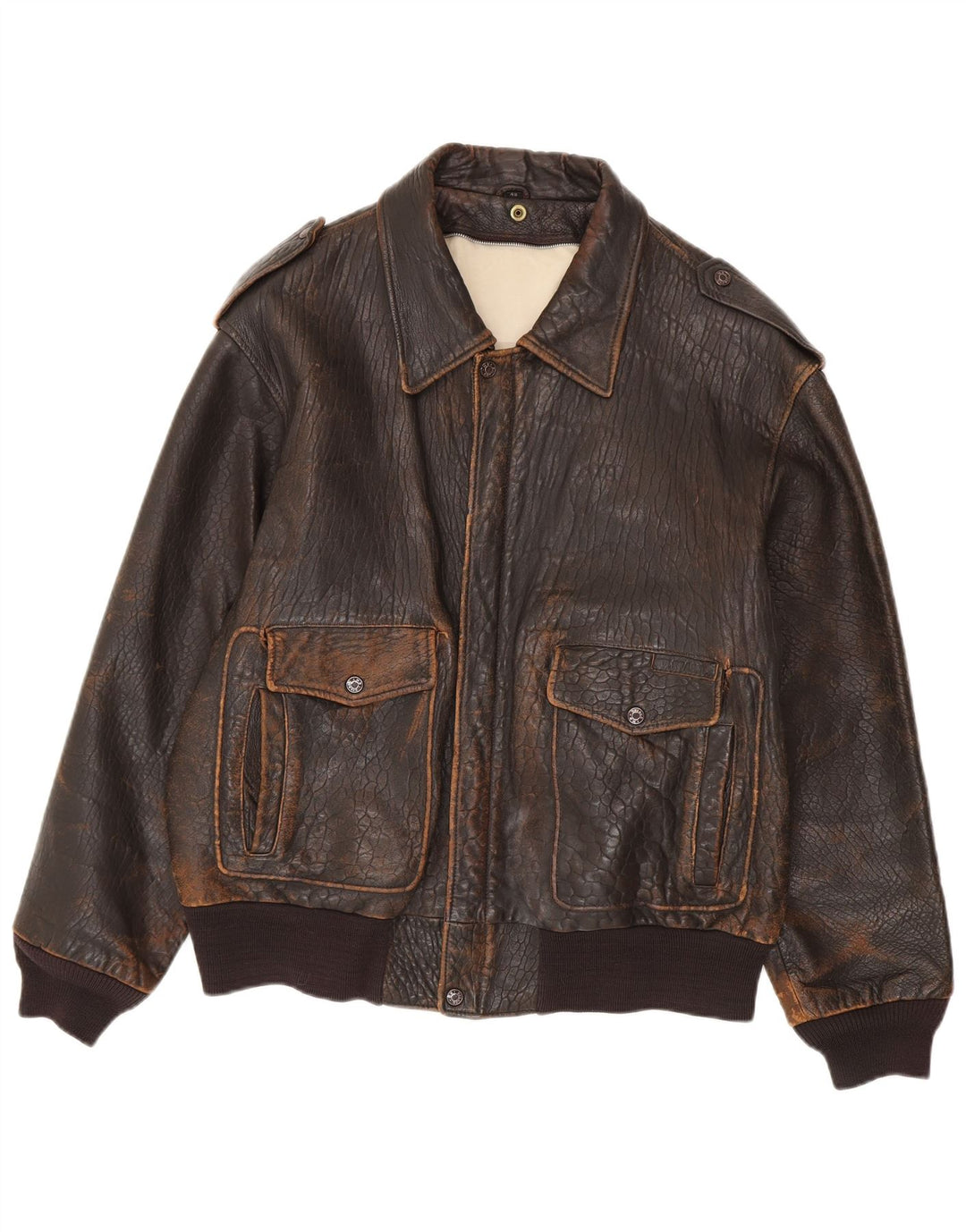 Vintage herre læderjakke IT 48 Medium Brun