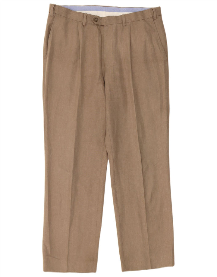 Marks & Spencer Herre Regular Fit Chinobukser W34 L29 Beige Polyester