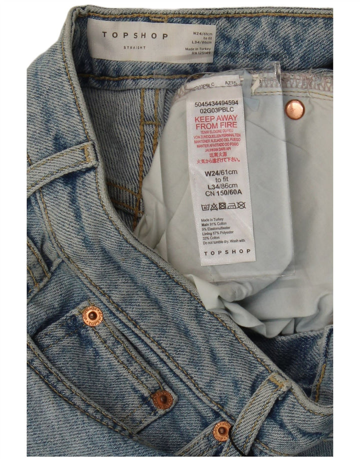 Topshop Dame Straight Jeans W24 L28 Blå Bomuld