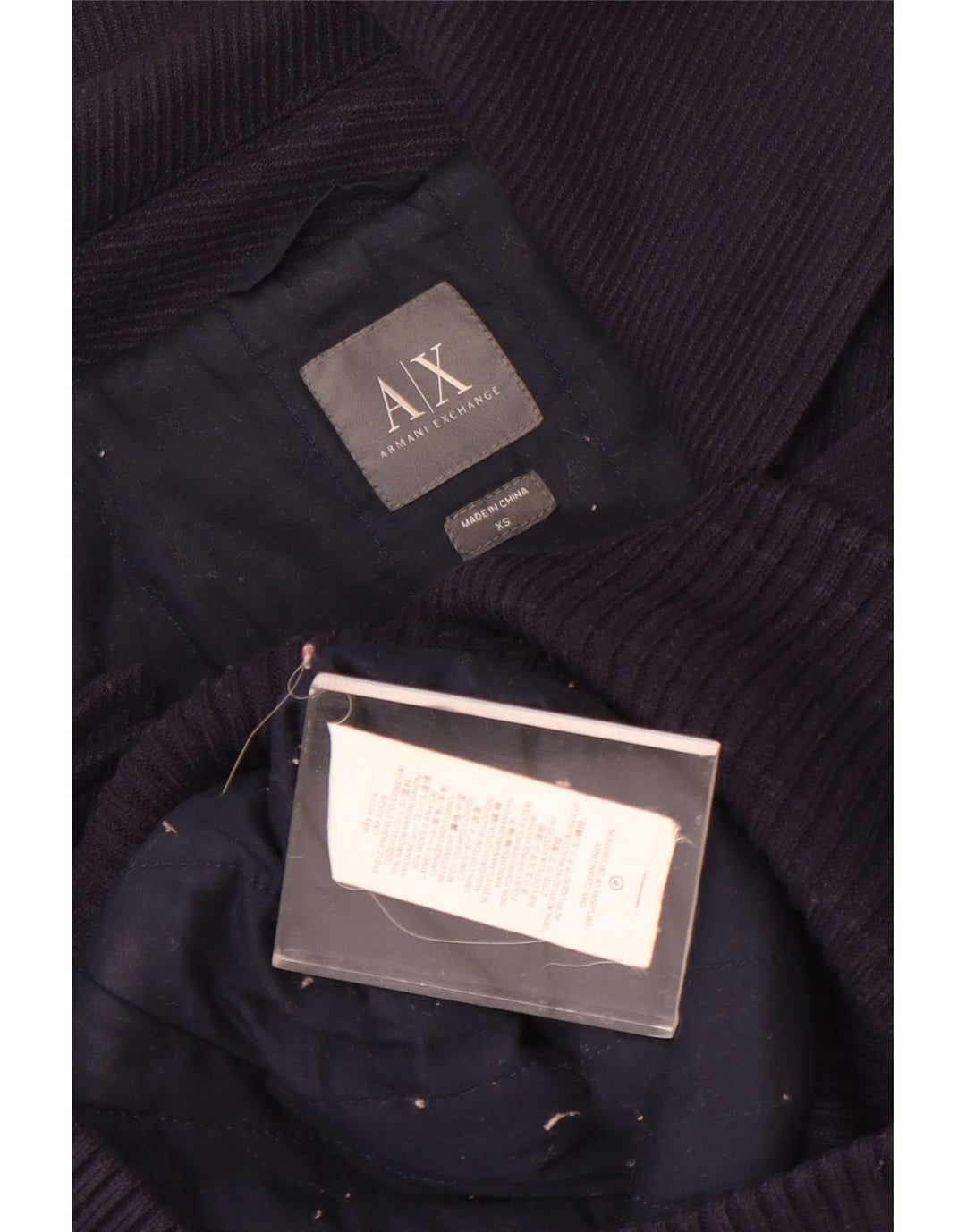 Armani Exchange Dame Dobbeltradet Crop Bomber Jacket UK 6 XS Navy Blue