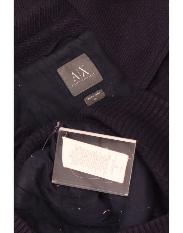 Armani Exchange Dame Dobbeltradet Crop Bomber Jacket UK 6 XS Navy Blue
