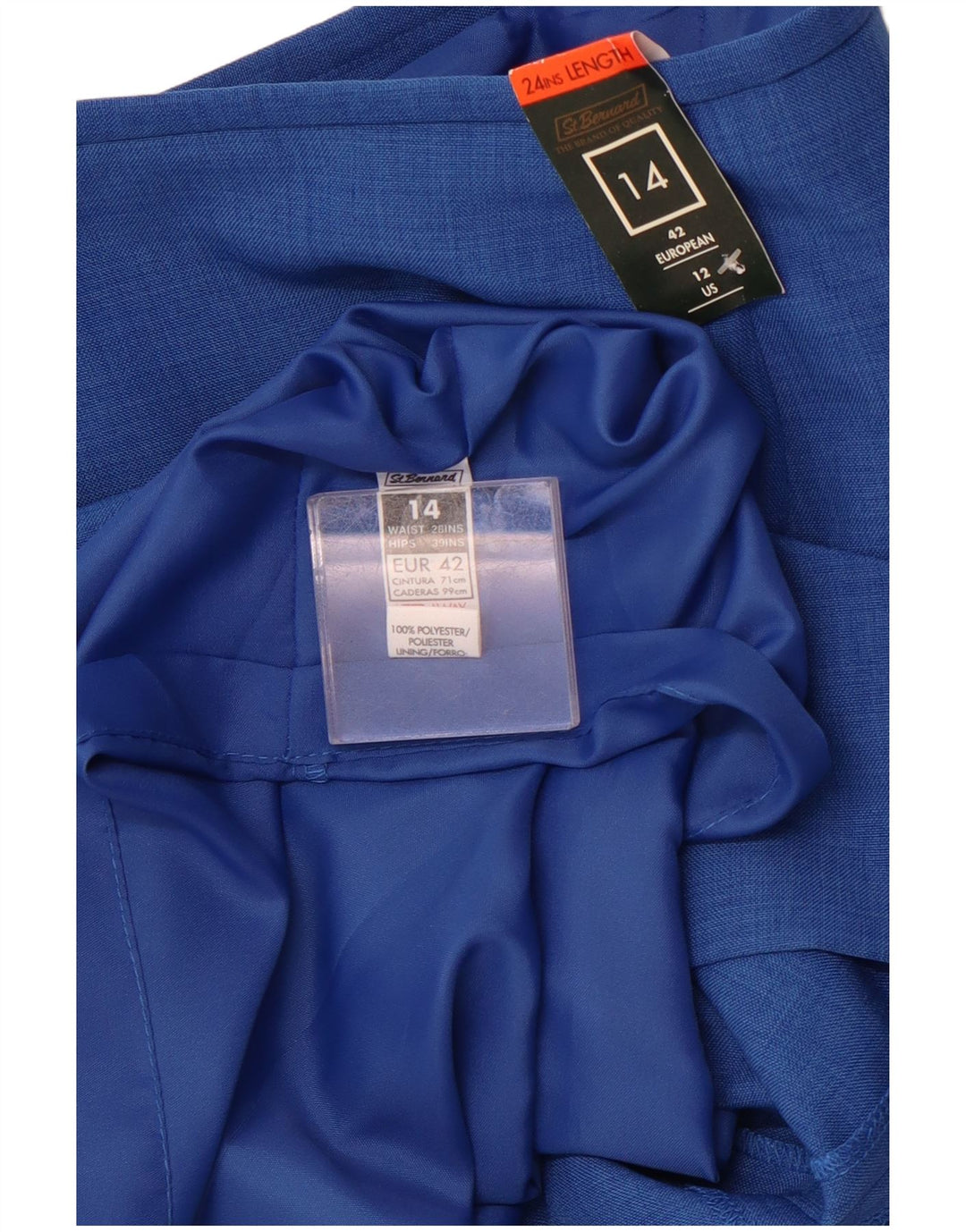 ST. BERNARD Kvinder Højtalje Pencil Skirt UK 14 Large W28 Blue Polyester