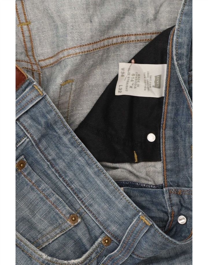 Levi's Herre 514 Slim Straight Jeans W34 L32 Blå Bomuld