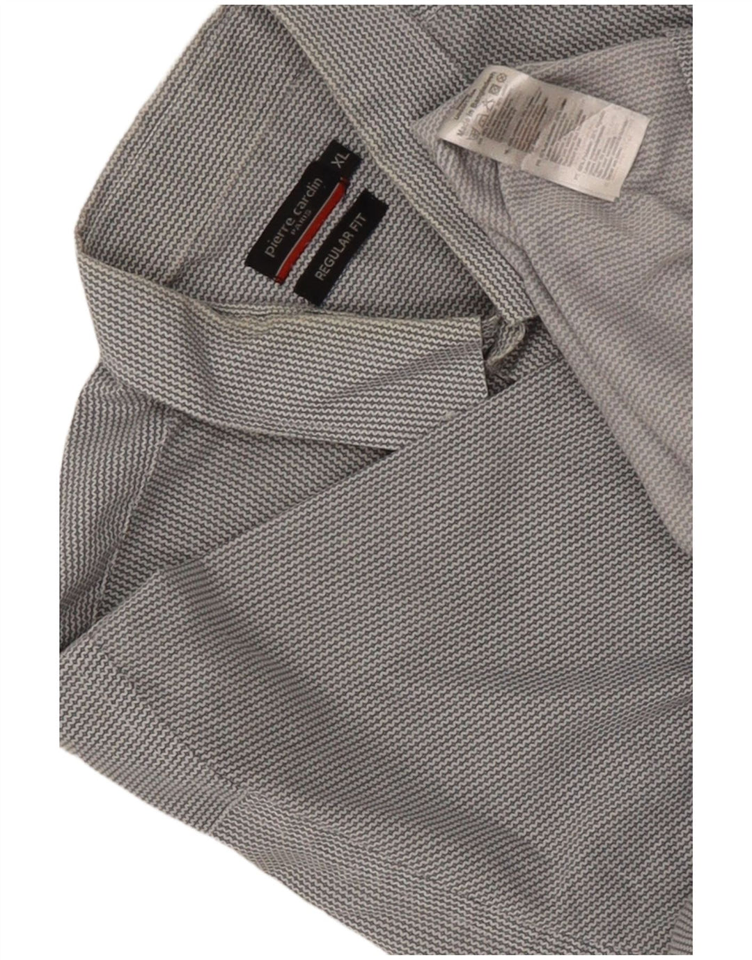 Pierre Cardin Herre kortærmet Regular Fit skjorte XL Grå Chevron Polyester