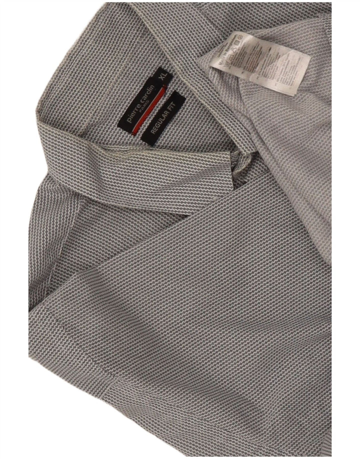 Pierre Cardin Herre kortærmet Regular Fit skjorte XL Grå Chevron Polyester