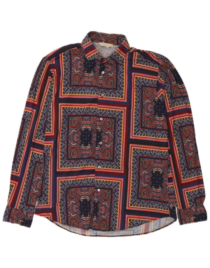Brian Dales Herreskjorte str. 42 Large Navy Blue Paisley
