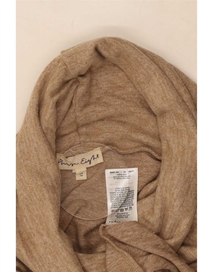 Phase Eight Dame Roll Neck Jumper Sweater UK 14 Large Beige Viscose