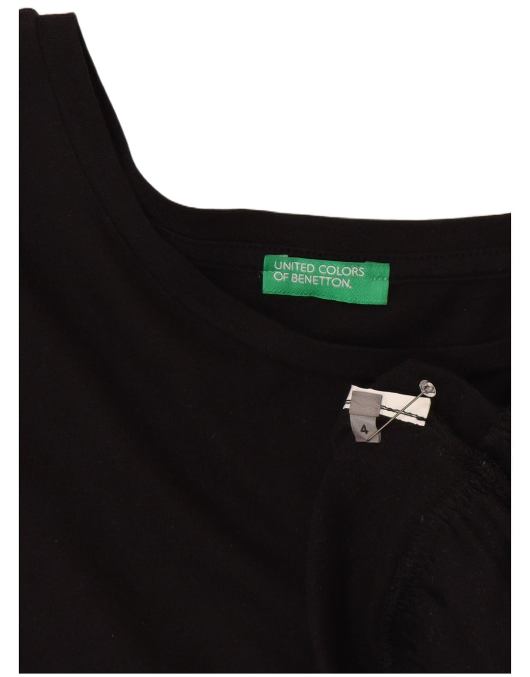 Benetton Dame 3/4 ærmet bluse Top US 4 Small Black