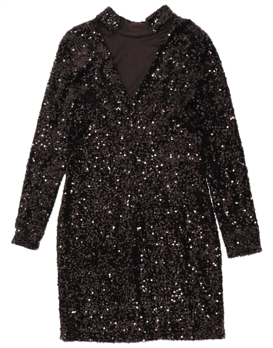 Warehouse Dame Sequin Skede Kjole UK 12 Medium Sort Polyester
