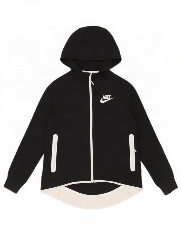 Nike oversized hættetrøje med lynlås til kvinder UK 6 XS Sort bomuld