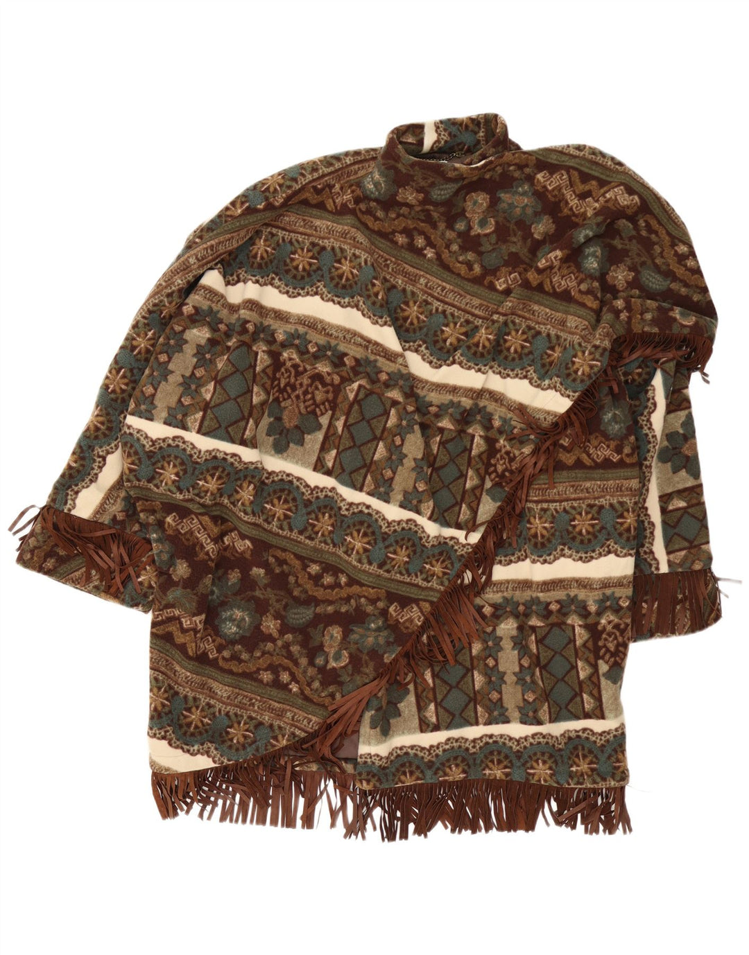 Castellani Womens Open Poncho Coat UK 22 3XL Brun Geometrisk
