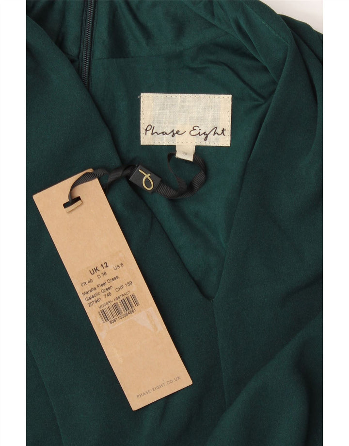 Fase otte kvinders 3/4-ærmede A-line kjole UK 12 mellemgrøn polyester