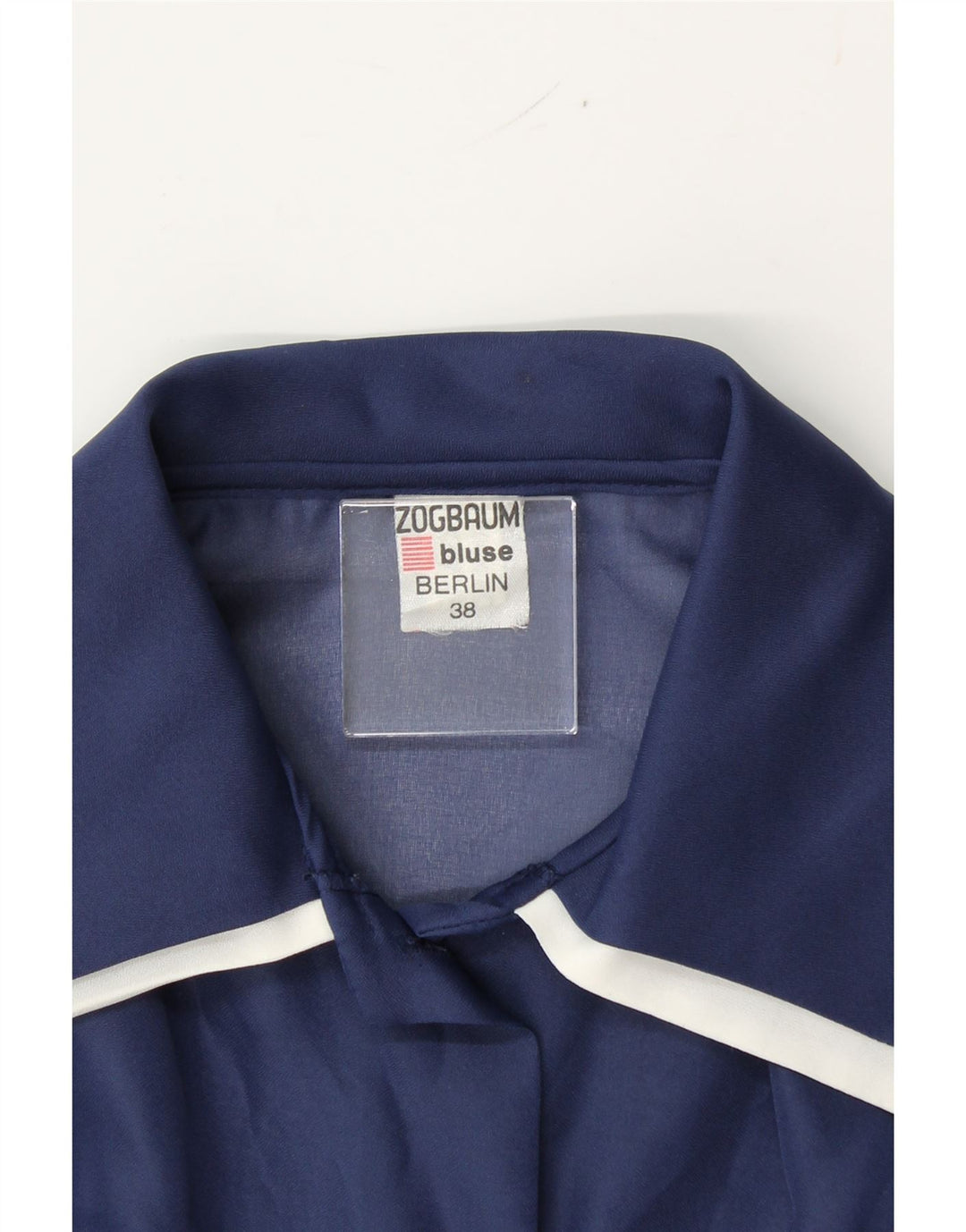 ZOGBAUM Womens Shirt Blouse EU 38 Medium Navy Blue Polyester Vintage Zogbaum and Second-Hand Zogbaum from Messina Hembry 