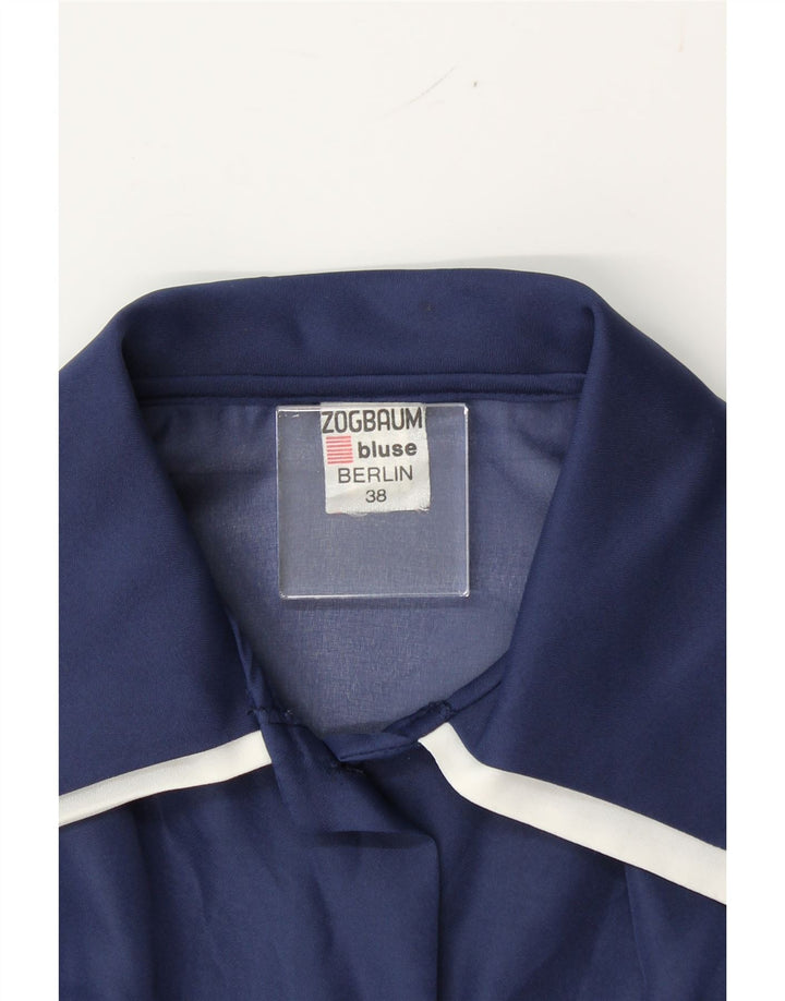 ZOGBAUM Womens Shirt Blouse EU 38 Medium Navy Blue Polyester Vintage Zogbaum and Second-Hand Zogbaum from Messina Hembry 