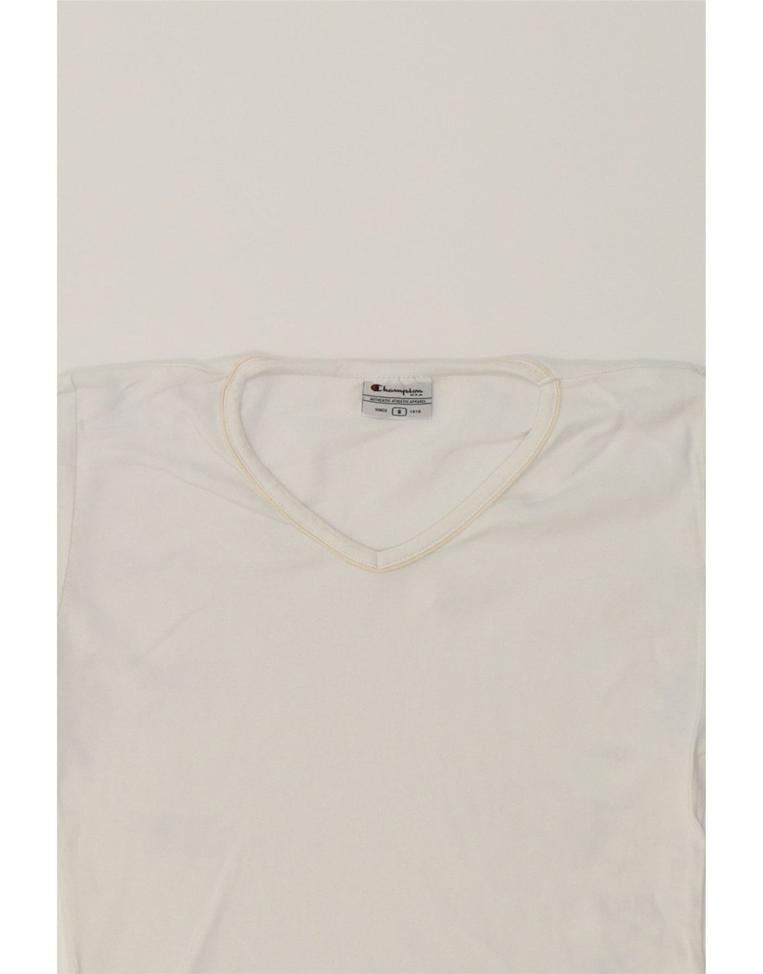 CHAMPION Womens T-Shirt Top UK 10 Small White Cotton Vintage Champion and Second-Hand Champion from Messina Hembry 