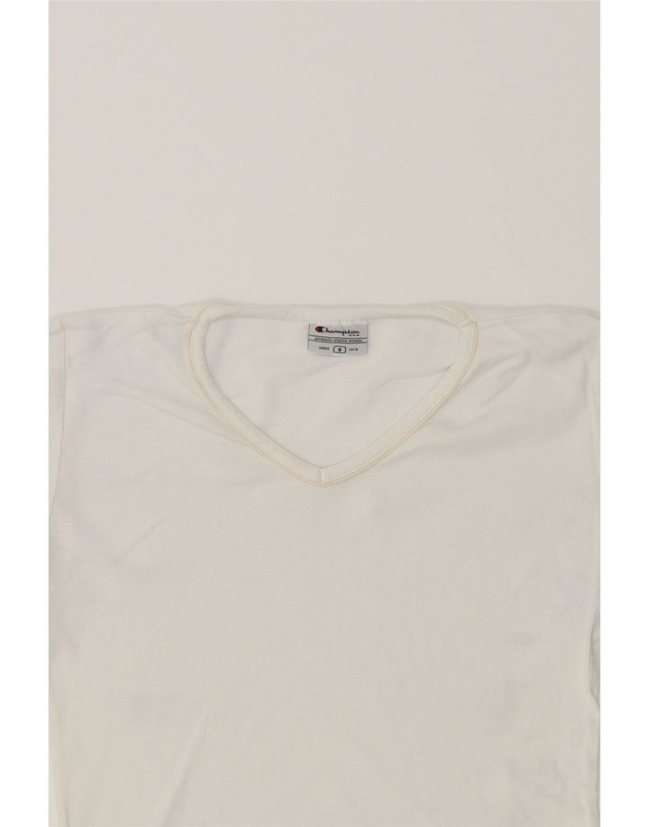 CHAMPION Womens T-Shirt Top UK 10 Small White Cotton Vintage Champion and Second-Hand Champion from Messina Hembry 