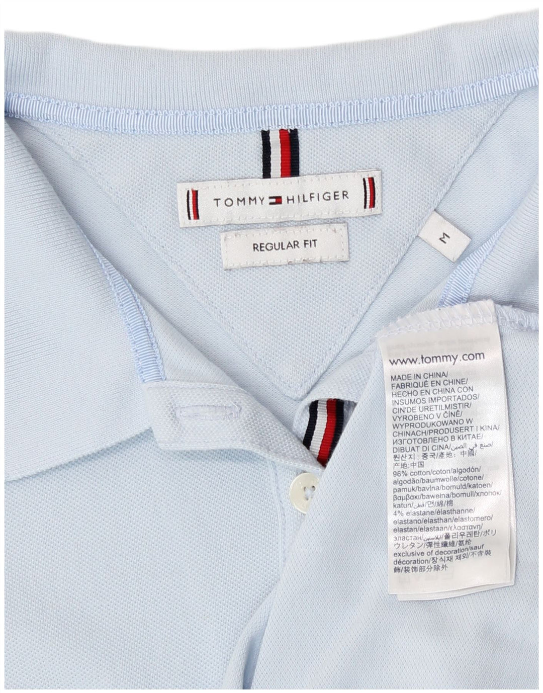 Tommy Hilfiger Dame Regular Fit Polo Shirt UK 14 Medium Blue Cotton