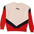 FILA Womens Oversized Sweatshirt Jumper UK 10 Small White Colourblock Vintage Fila and Second-Hand Fila from Messina Hembry 