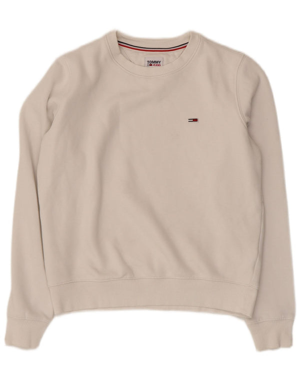 TOMMY HILFIGER Oversized sweatshirttrøje til kvinder UK 6 XS hvid bomuld