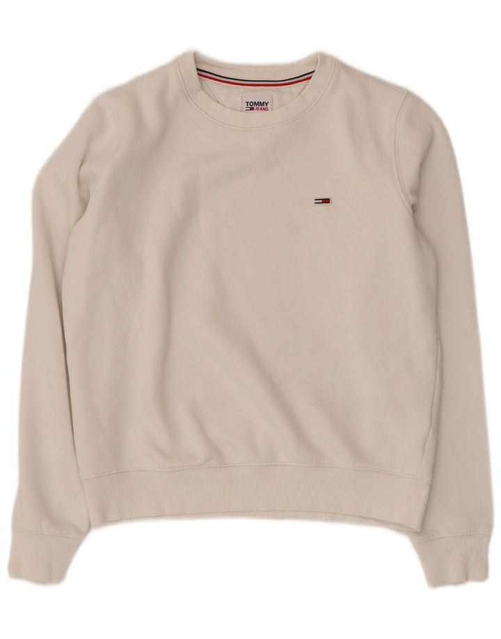 TOMMY HILFIGER Oversized sweatshirttrøje til kvinder UK 6 XS hvid bomuld