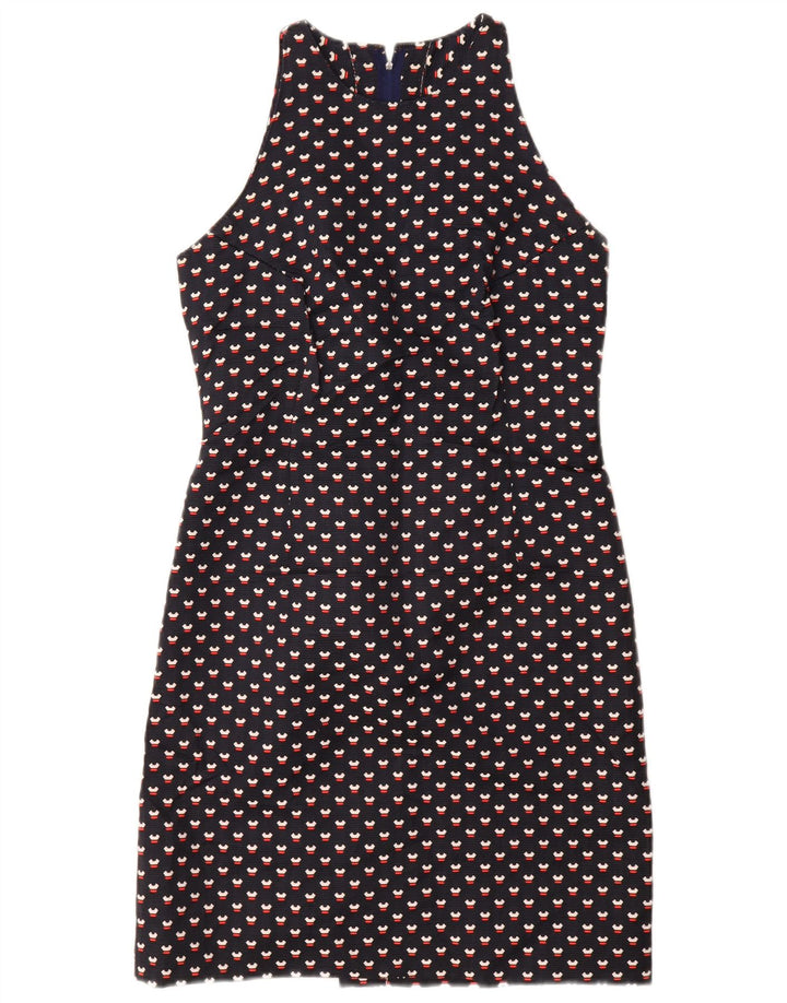 VINTAGE Kvinders 3-knap 2-delt sæt UK 12 Medium Navy Blue Spotted