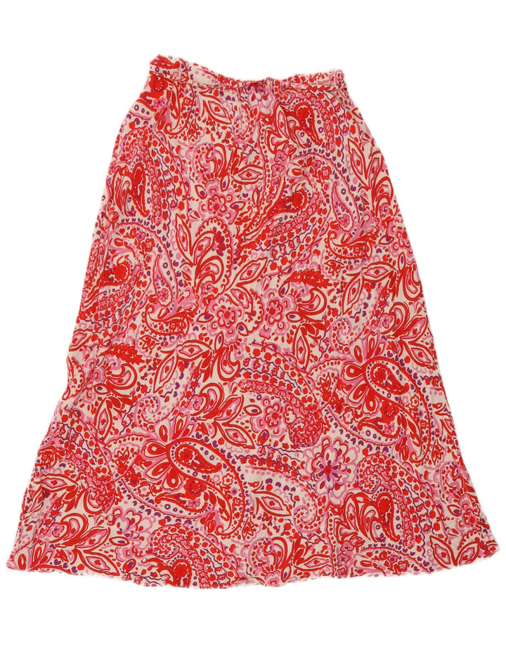 Marks & Spencer Dame Flared Skirt UK 12 Medium W28 Red Paisley Viscose