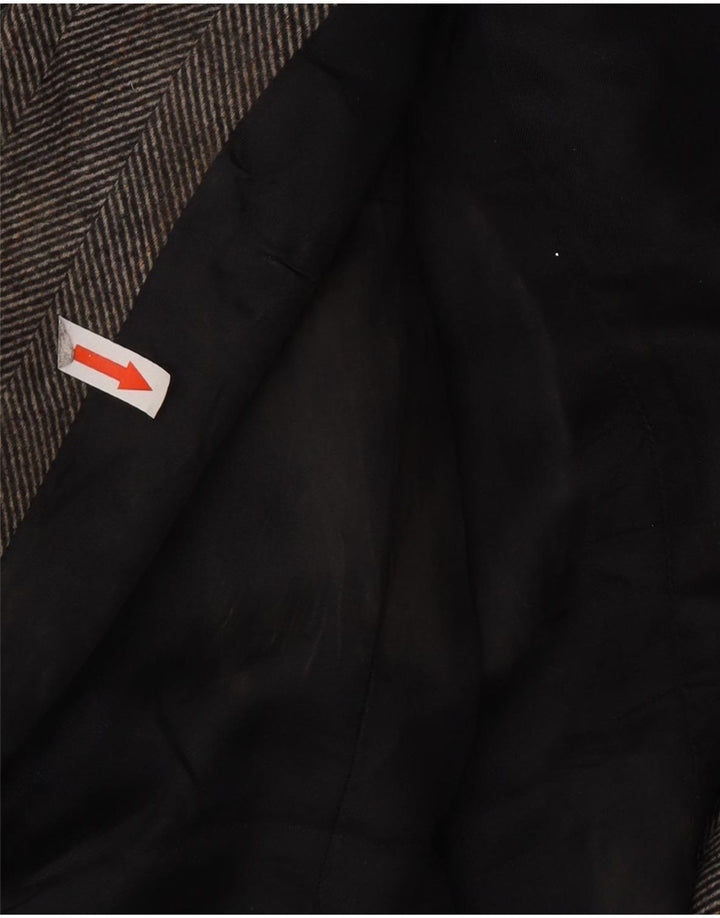 Zara Dame Dobbeltradet Blazer Jacket UK 10 Small Grey Herringbone