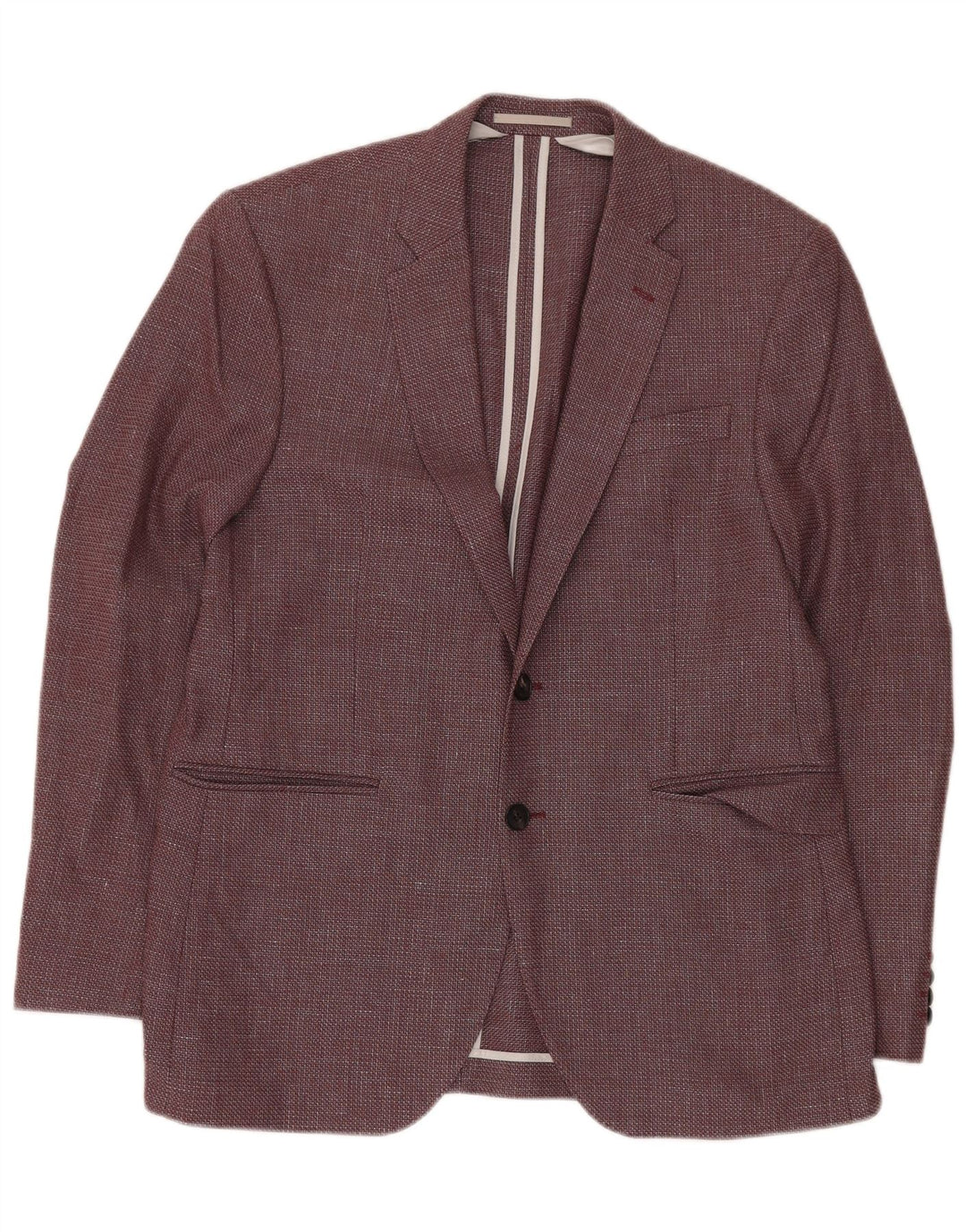JAEGER Herre 2-knaps blazerjakke UK 42 XL Burgundy Chevron Wool