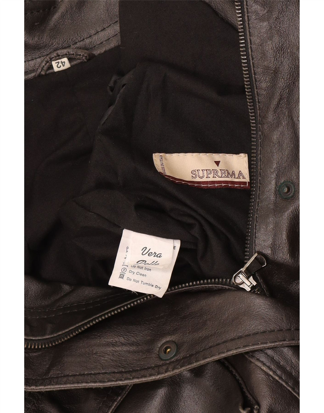 Suprema Dame Læderjakke IT 42 Medium Sort Læder