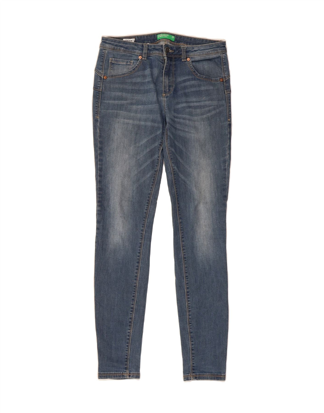 BENETTON Womens Skinny Jeans W29 L30 Blue Cotton Vintage Benetton and Second-Hand Benetton from Messina Hembry 