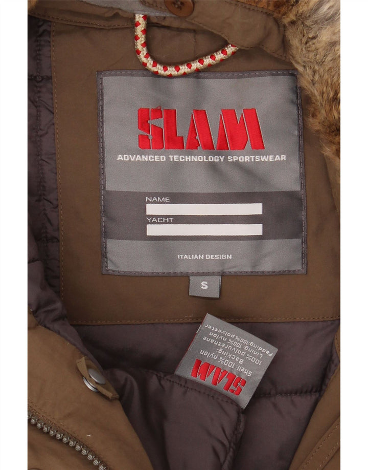 SLAM Womens Utility Jacket UK 10 Small Brown Nylon Vintage Slam and Second-Hand Slam from Messina Hembry 