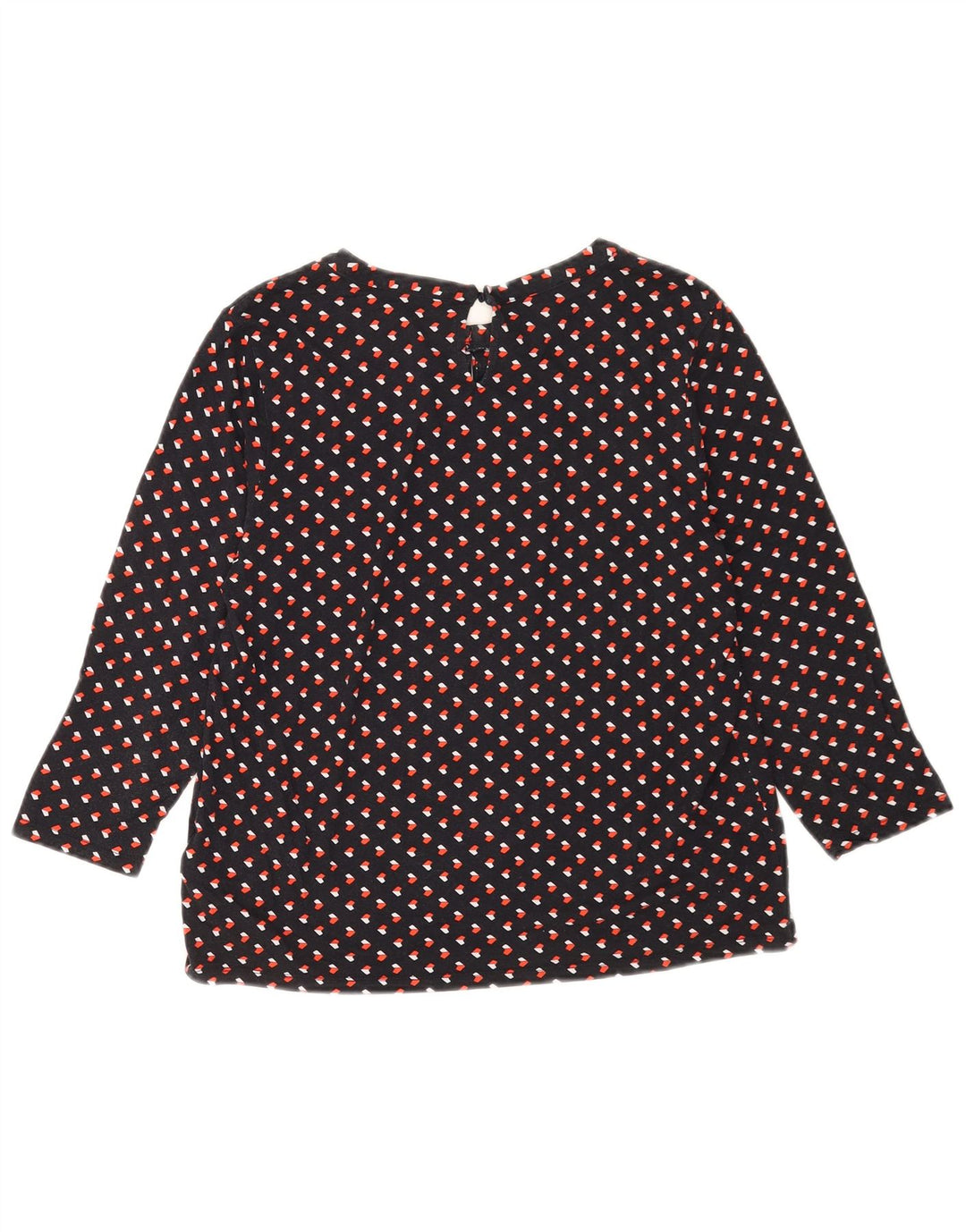 Hobbs Dame 3/4 ærmet bluse Top UK 14 Medium Sort Geometrisk Viscose